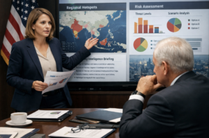 Analyst briefing a customer