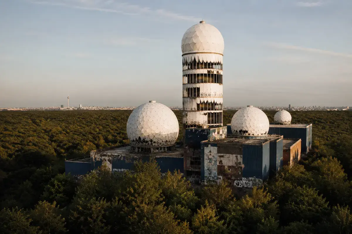 The former Teufelsberg listening station rising above the Grunewald forest in Berlin.