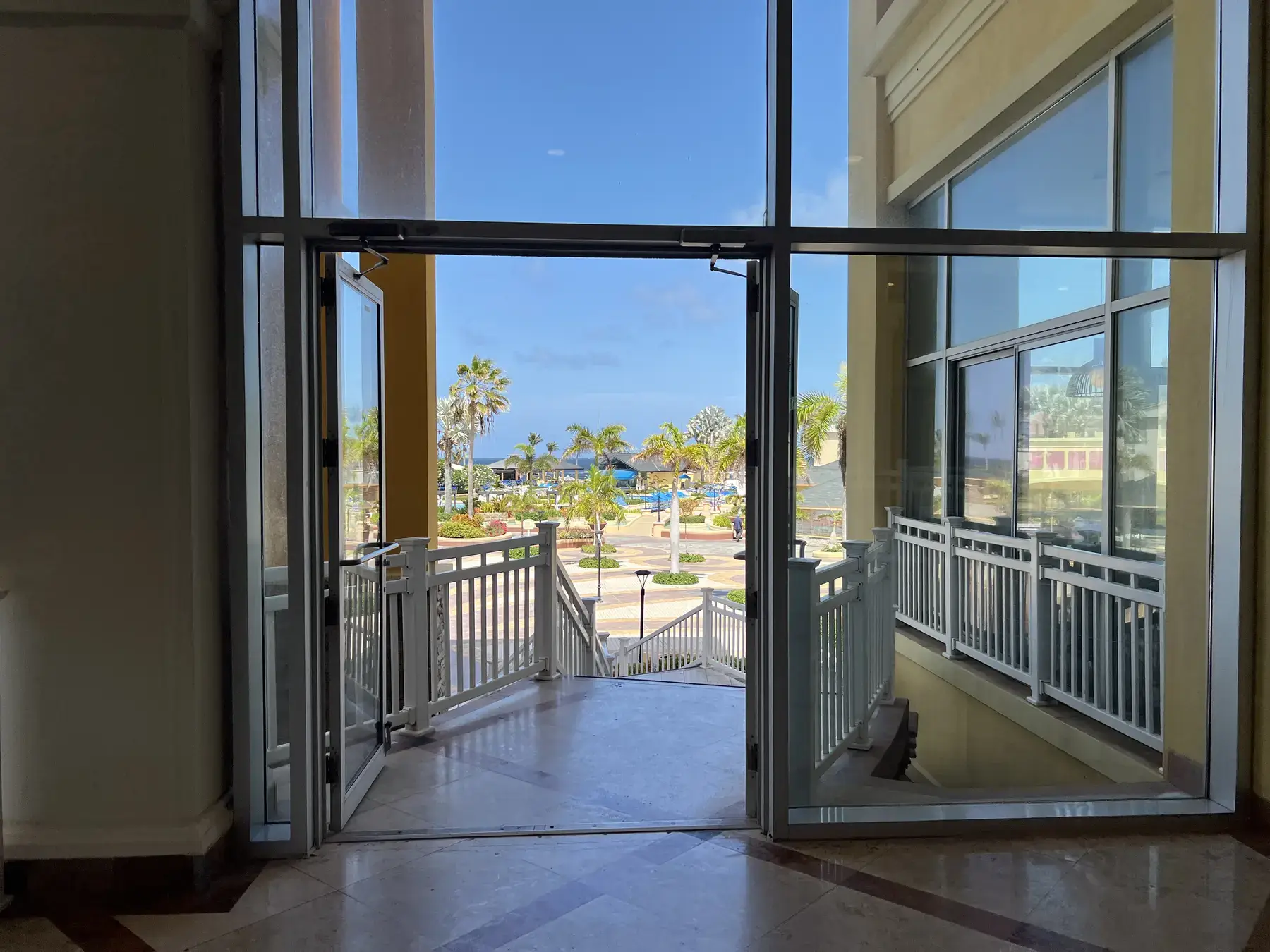 View from the St. Kitts Marriott lobby toward the rear pool area