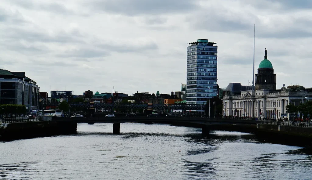 The River Liffey and Custom House in Dublin, Ireland