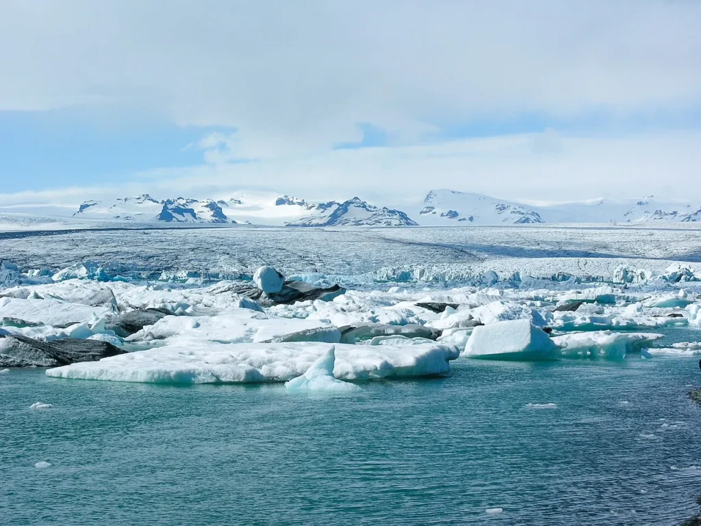 Icebergs floating in Jökulsárlón glacier lagoon in Iceland